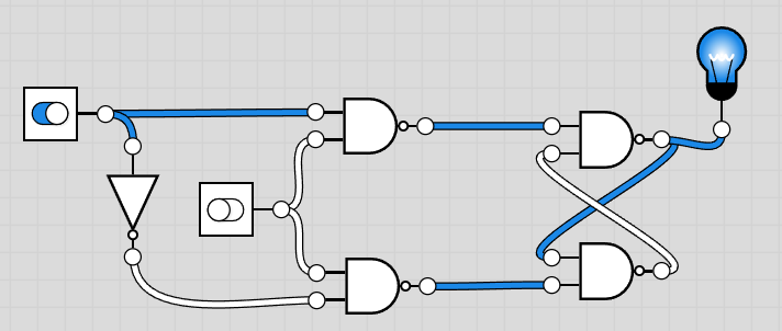 Circuit diagram of a D Latch using NAND gates and an inverter