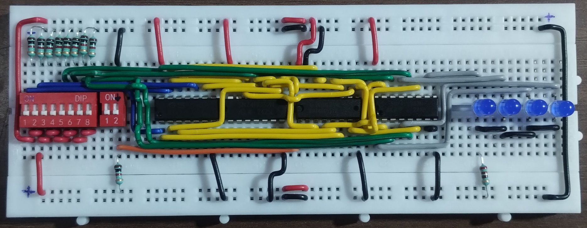 ADD/SUBTRACT CIRCUIT ON BREADBOARD