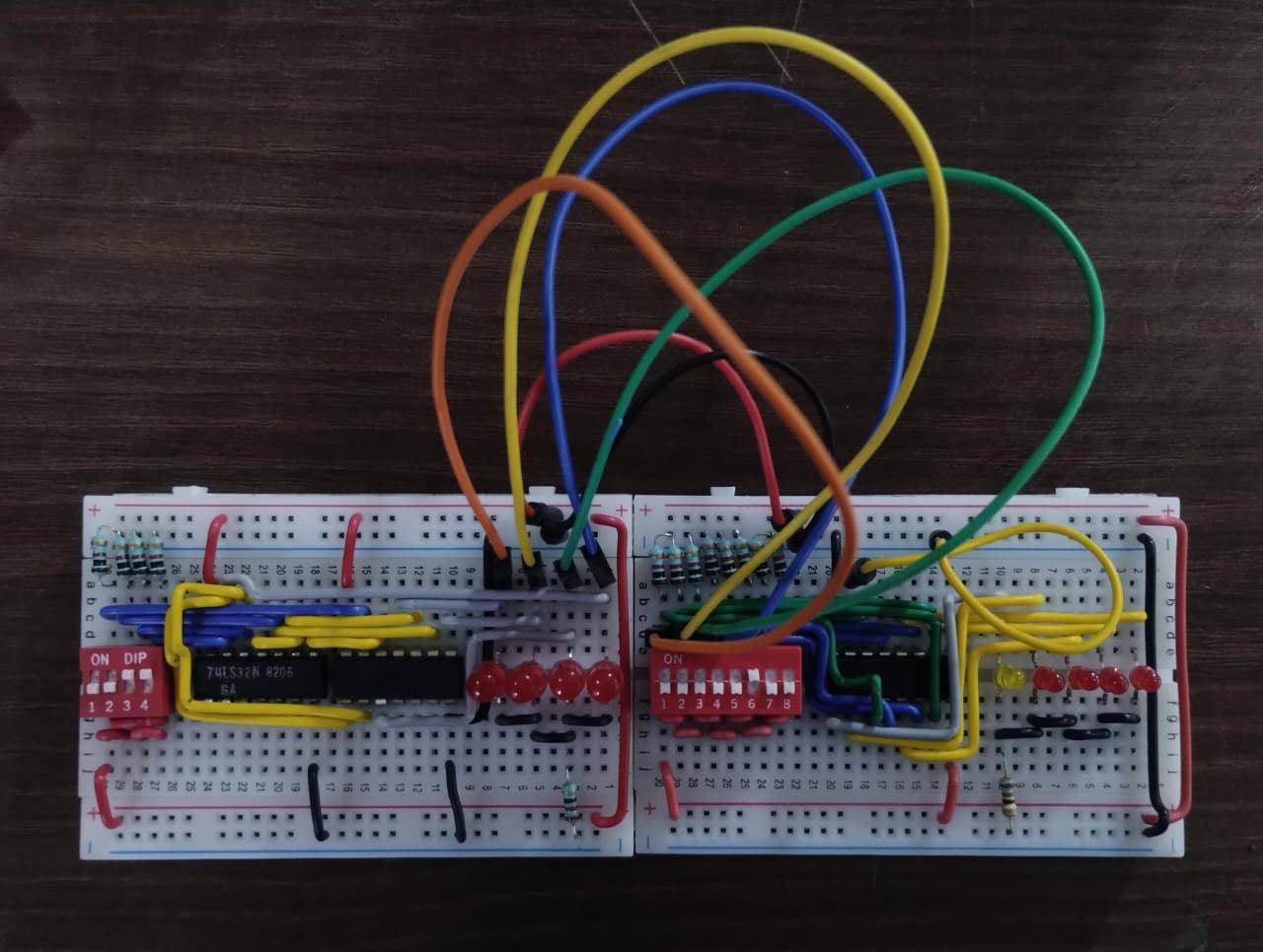 Binary subtractor on breaboard
